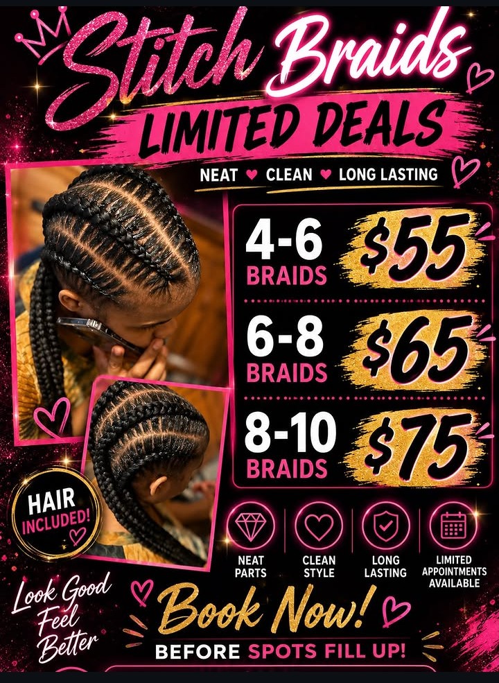 Stitch braids with clean parts