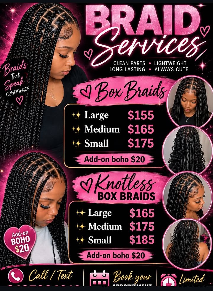 Box braids and knotless box braids styling